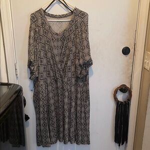 Torrid Black and White Patterned Midi Dress